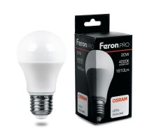 Лампа светодиодная Feron E27 20W 4000K груша матовая LB-1020 38042
