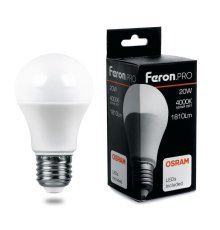 Лампа светодиодная Feron E27 20W 4000K груша матовая LB-1020 38042