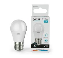Лампа светодиодная Gauss E27 12W 4100K шар матовый 53222