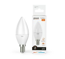 Лампа светодиодная Gauss E14 8W 3000K свеча матовая 33118
