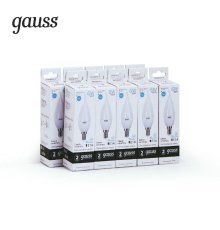 Лампа светодиодная Gauss E14 6W 4100K свеча на ветру матовая 34126