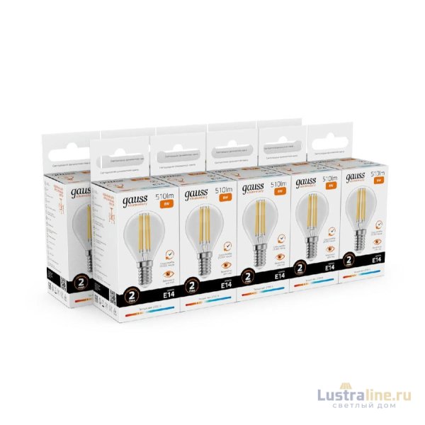 Лампа светодиодная Gauss Filament Elementary E14 8W 2700K 52118 Лампа светодиодная Gauss Filament Elementary E14 8W 2700K 52118
