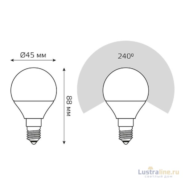 Лампа светодиодная Gauss E14 12W 6500K шар матовый 53132 Лампа светодиодная Gauss E14 12W 6500K шар матовый 53132