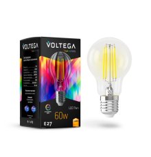 Лампа светодиодная Voltega E27 7W 2800K груша прозрачная VG10-A60E27warm7W-F 7140