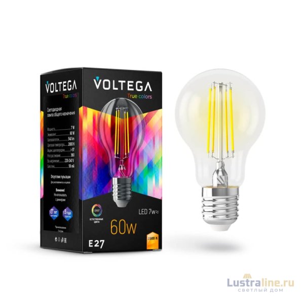 Лампа светодиодная Voltega E27 7W 2800K груша прозрачная VG10-A60E27warm7W-F 7140 Лампа светодиодная Voltega E27 7W 2800K груша прозрачная VG10-A60E27warm7W-F 7140