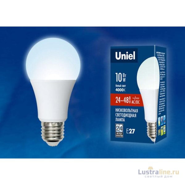 Лампа светодиодная (UL-00002381) Uniel E27 10W 4000K матовая LED-A60-10W/NW/E27/FR/12-24V PLO55WH Лампа светодиодная (UL-00002381) Uniel E27 10W 4000K матовая LED-A60-10W/NW/E27/FR/12-24V PLO55WH