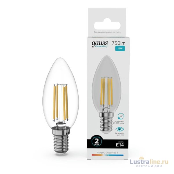 Лампа светодиодная Gauss Filament Elementary E14 12W 4100K 32122 Лампа светодиодная Gauss Filament Elementary E14 12W 4100K 32122