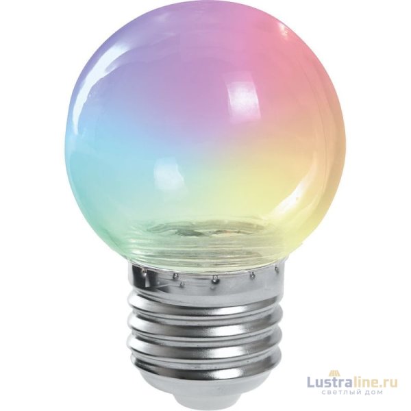 Лампа светодиодная Feron LB-37 шар прозрачный E27 1W RGB плавная смена цвета 38132 Лампа светодиодная Feron LB-37 шар прозрачный E27 1W RGB плавная смена цвета 38132