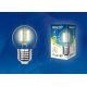 Лампа светодиодная филаментная (UL-00002201) Uniel E14 6W 3000K прозрачная LED-G45-6W/WW/E14/CL GLA01TR