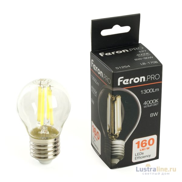 Лампа светодиодная Feron LB-1708 E27 8W 4000K 51254 Лампа светодиодная Feron LB-1708 E27 8W 4000K 51254