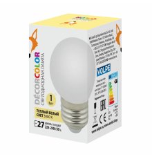 Лампа светодиодная Volpe Decor color LED-G45-1W/3000K/E27/FR/С UL-00006560
