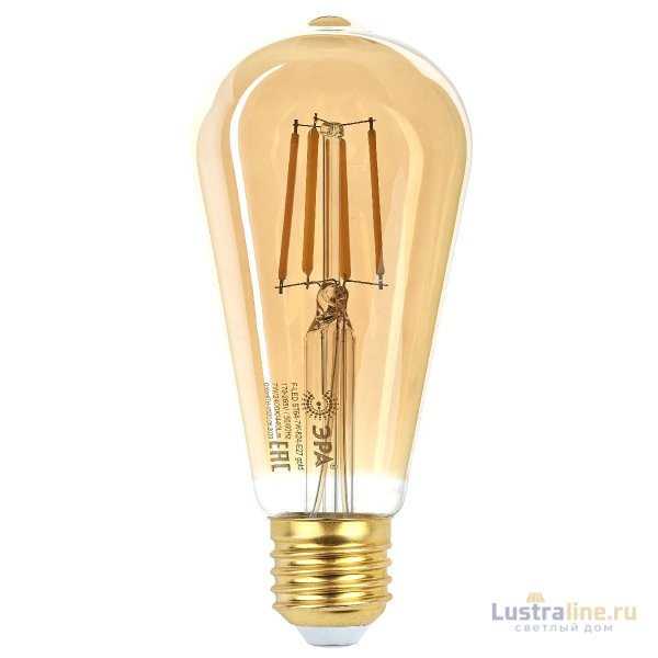 Лампа светодиодная Эра E27 7W 2400K F-LED ST64-7W-824-E27 gold Б0047664 Лампа светодиодная Эра E27 7W 2400K F-LED ST64-7W-824-E27 gold Б0047664