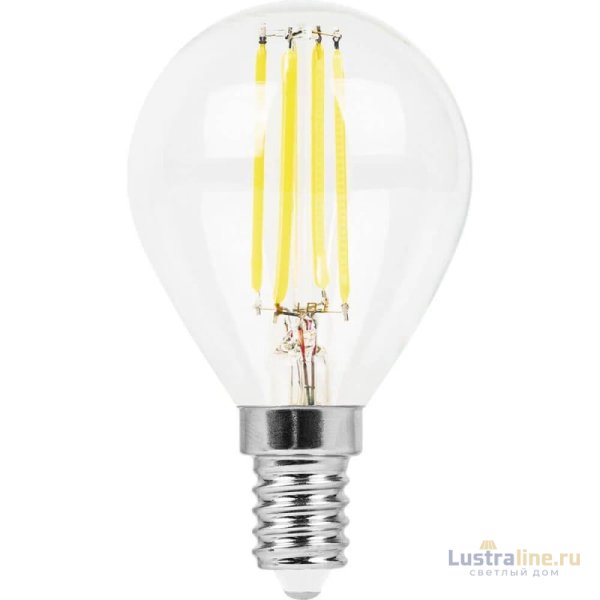 Лампа светодиодная филаментная Feron E14 9W 2700K Шар Прозрачная LB-509 38001