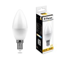 Лампа светодиодная Feron E14 7W 2700K Свеча Матовая LB-97 25475