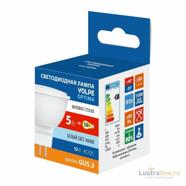 Лампа светодиодная Volpe Optima LED-MR16-5W/4000K/GU5.3/FR/SLS UL-00008839 Лампа светодиодная Volpe Optima LED-MR16-5W/4000K/GU5.3/FR/SLS UL-00008839