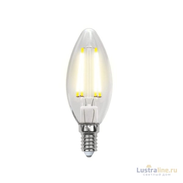 Лампа светодиодная филаментная (UL-00000199) Uniel E14 6W 3000K прозрачная LED-C35-6W/WW/E14/CL PLS02WH