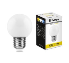 Лампа светодиодная Feron E27 1W 2700K Шар Матовая LB-37 25878