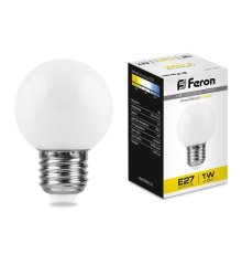 Лампа светодиодная Feron E27 1W 2700K Шар Матовая LB-37 25878