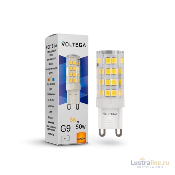 Лампа светодиодная Voltega Simple Capsule 5W 3000K G9 7185 Лампа светодиодная Voltega Simple Capsule 5W 3000K G9 7185