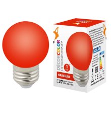 Лампа декоративная светодиодная (UL-00005646) Volpe E27 1W красная LED-G45-1W/RED/E27/FR/С