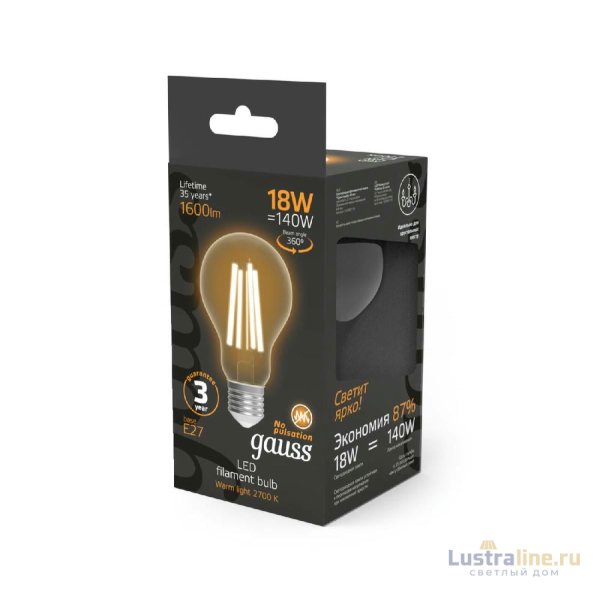 Лампа светодиодная Gauss Filament E27 18W 2700K 102902118