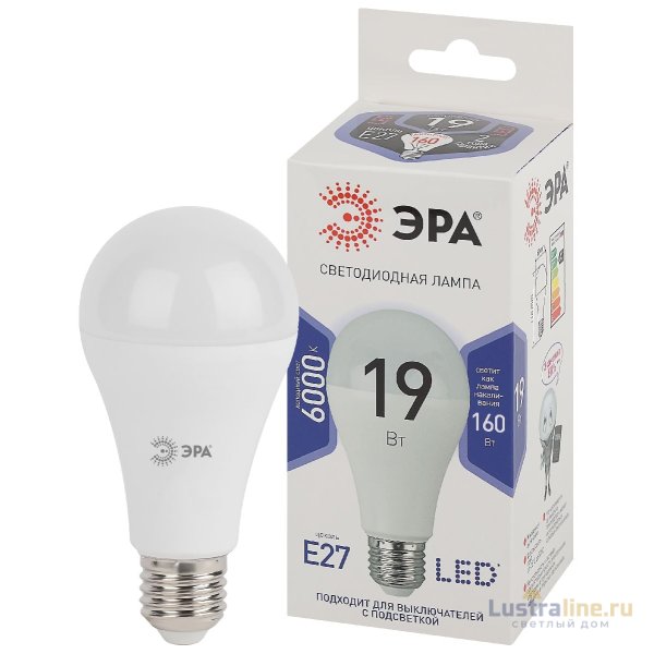 Лампа светодиодная Эра E27 19W 6000K LED A65-19W-860-E27 Б0031704 Лампа светодиодная Эра E27 19W 6000K LED A65-19W-860-E27 Б0031704