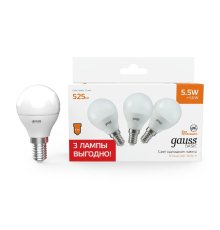 Лампа светодиодная Gauss Basic E14 5,5W 3000K 10531152T