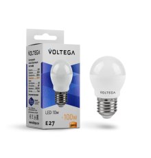 Лампа светодиодная Voltega E27 10W 2800K шар матовый VG2-G45E27warm10W 8455
