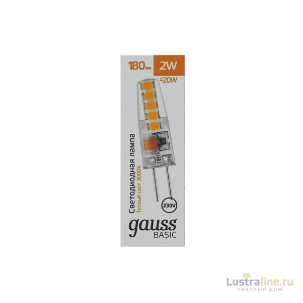Светодиодная лампа Gauss Basic G4 2W 3000K 1169712