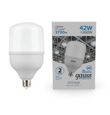 Лампа светодиодная Gauss E27 42W 6500K матовая 63234