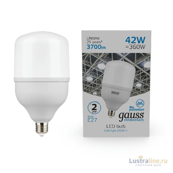 Лампа светодиодная Gauss E27 42W 6500K матовая 63234 Лампа светодиодная Gauss E27 42W 6500K матовая 63234