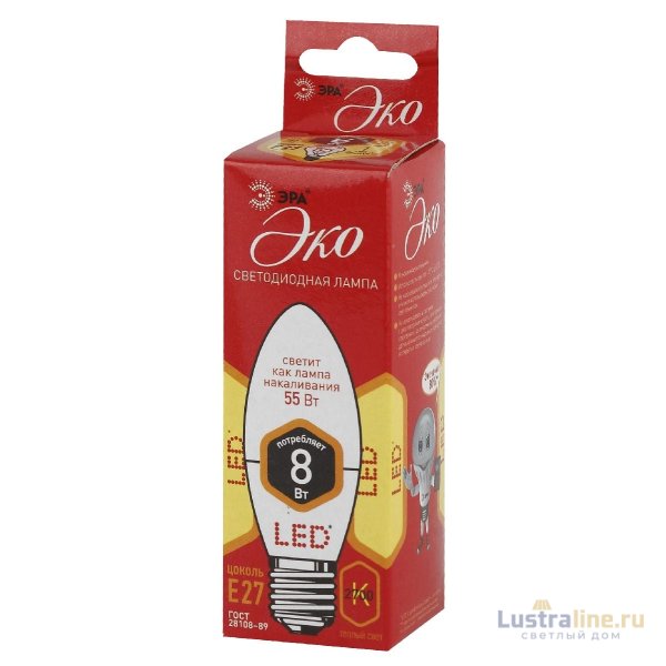 Лампа светодиодная Эра E27 8W 2700K ECO LED B35-8W-827-E27 Б0030020