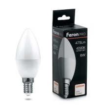 Лампа светодиодная Feron E14 6W 4000K свеча матовая LB-1306 38045