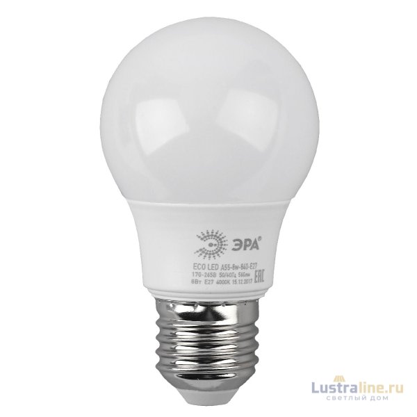 Лампа светодиодная Эра E27 8W 4000K LED A55-8W-840-E27 R Б0052382