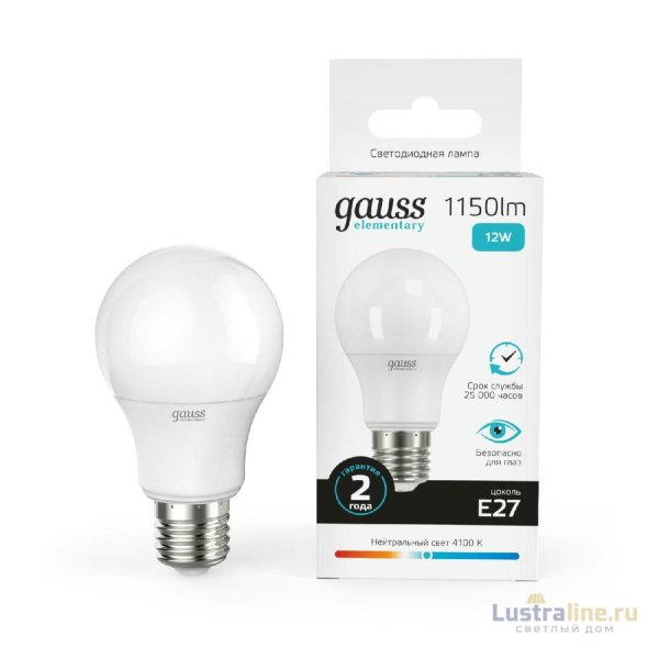 Лампа светодиодная Gauss E27 12W 4100K груша матовая 23222 Лампа светодиодная Gauss E27 12W 4100K груша матовая 23222