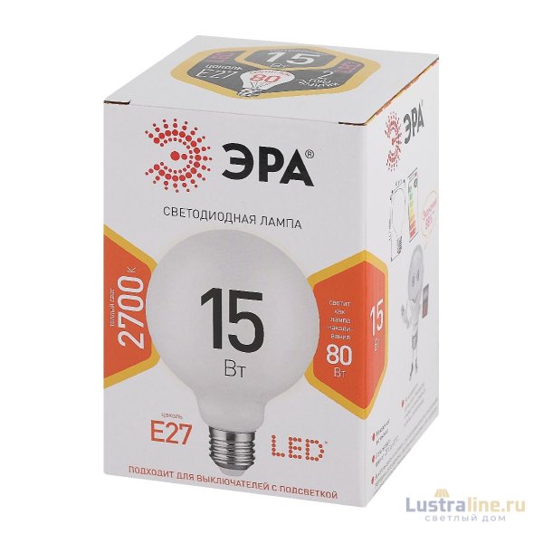 Лампа светодиодная Эра E27 15W 2700K LED G95-15W-2700K-E27 Б0049077