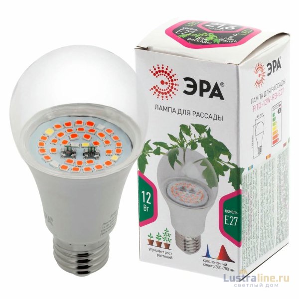 Фитолампа для растений светодиодная ЭРА E27 12W 1310K FITO-12W-RB-E27-K Б0039070 Фитолампа для растений светодиодная ЭРА E27 12W 1310K FITO-12W-RB-E27-K Б0039070