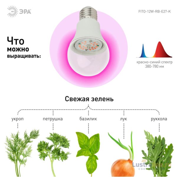 Фитолампа для растений светодиодная ЭРА E27 12W 1310K FITO-12W-RB-E27-K Б0039070 Фитолампа для растений светодиодная ЭРА E27 12W 1310K FITO-12W-RB-E27-K Б0039070