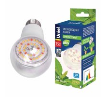 Лампа светодиодная для растений (UL-00007405) Uniel E27 15W груша прозрачная LED-A60-15W/SPFB/E27/CL PLP30WH Лампа светодиодная для растений (UL-00007405) Uniel E27 15W груша прозрачная LED-A60-15W/SPFB/E27/CL PLP30WH