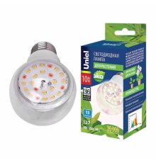 Лампа светодиодная для растений (UL-00007404) Uniel E27 10W груша прозрачная LED-A60-10W/SPFB/E27/CL PLP30WH