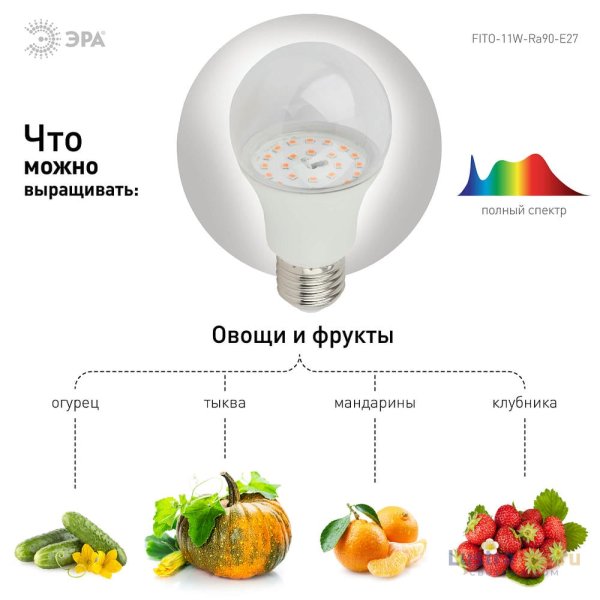 Фитолампа для растений светодиодная ЭРА E27 11W 2150K FITO-11W-Ra90-E27 Б0039172 Фитолампа для растений светодиодная ЭРА E27 11W 2150K FITO-11W-Ra90-E27 Б0039172