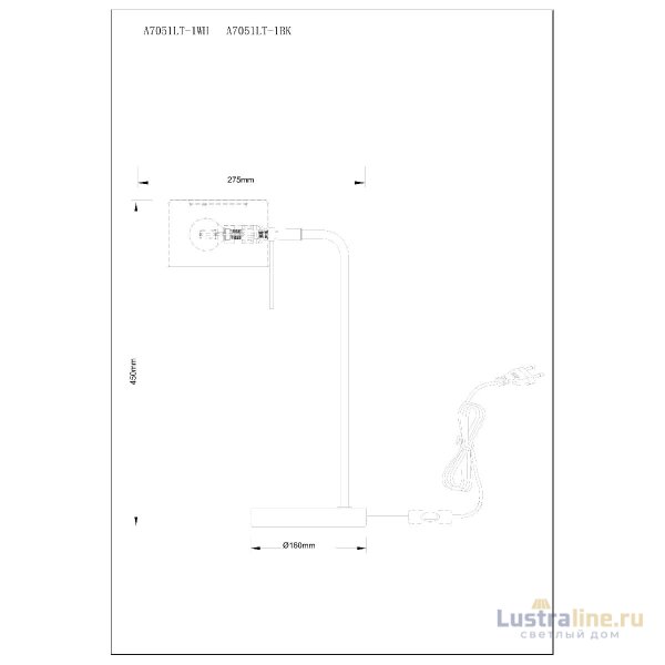 Настольная лампа Arte Lamp Sebastian A7051LT-1WH