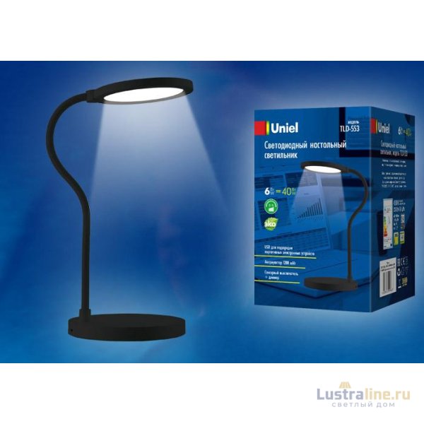 Настольная лампа (UL-00003338) Uniel TLD-553 White/LED/400Lm/4500K/Dimmer/USB Настольная лампа (UL-00003338) Uniel TLD-553 White/LED/400Lm/4500K/Dimmer/USB