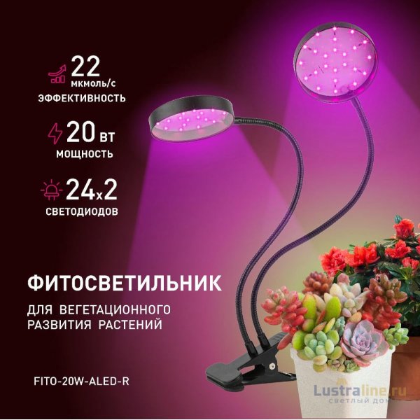Настольная лампа Эра FITO-20W-АLED-R Б0053290