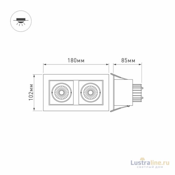 Встраиваемый светильник Arlight CL-KARDAN-S180x102-2x9W Day 024138 Встраиваемый светильник Arlight CL-KARDAN-S180x102-2x9W Day 024138