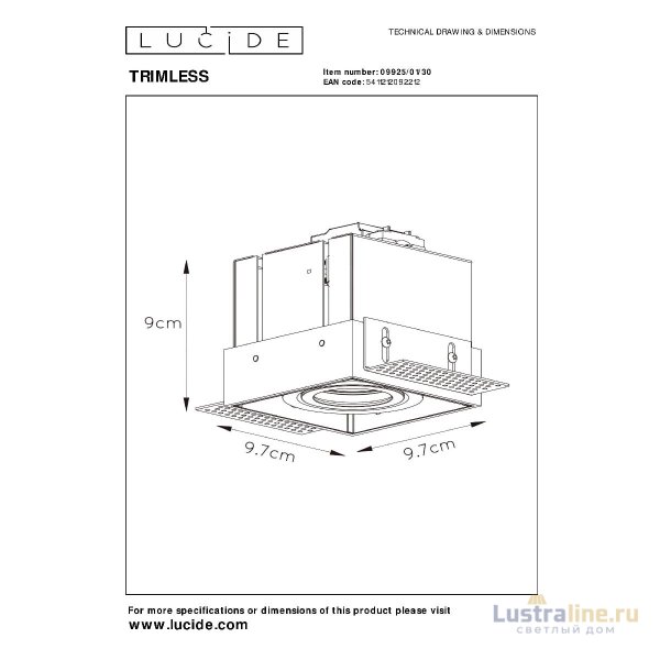 Встраиваемый светильник Lucide Trimless 09925/01/30 Встраиваемый светильник Lucide Trimless 09925/01/30