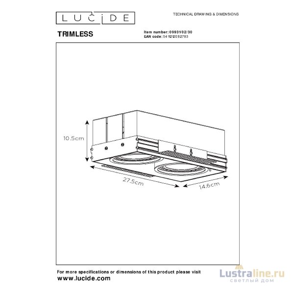 Встраиваемый светильник Lucide Trimless 09931/02/30 Встраиваемый светильник Lucide Trimless 09931/02/30