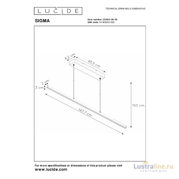 Подвесной светильник Lucide Sigma 23463/36/30