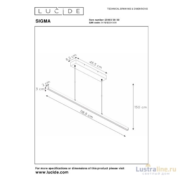 Подвесной светильник Lucide Sigma 23463/30/30