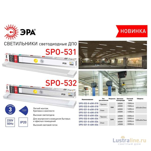 Линейный светильник ЭРА SPO-531-0-65K-018 Б0045365 Линейный светильник ЭРА SPO-531-0-65K-018 Б0045365